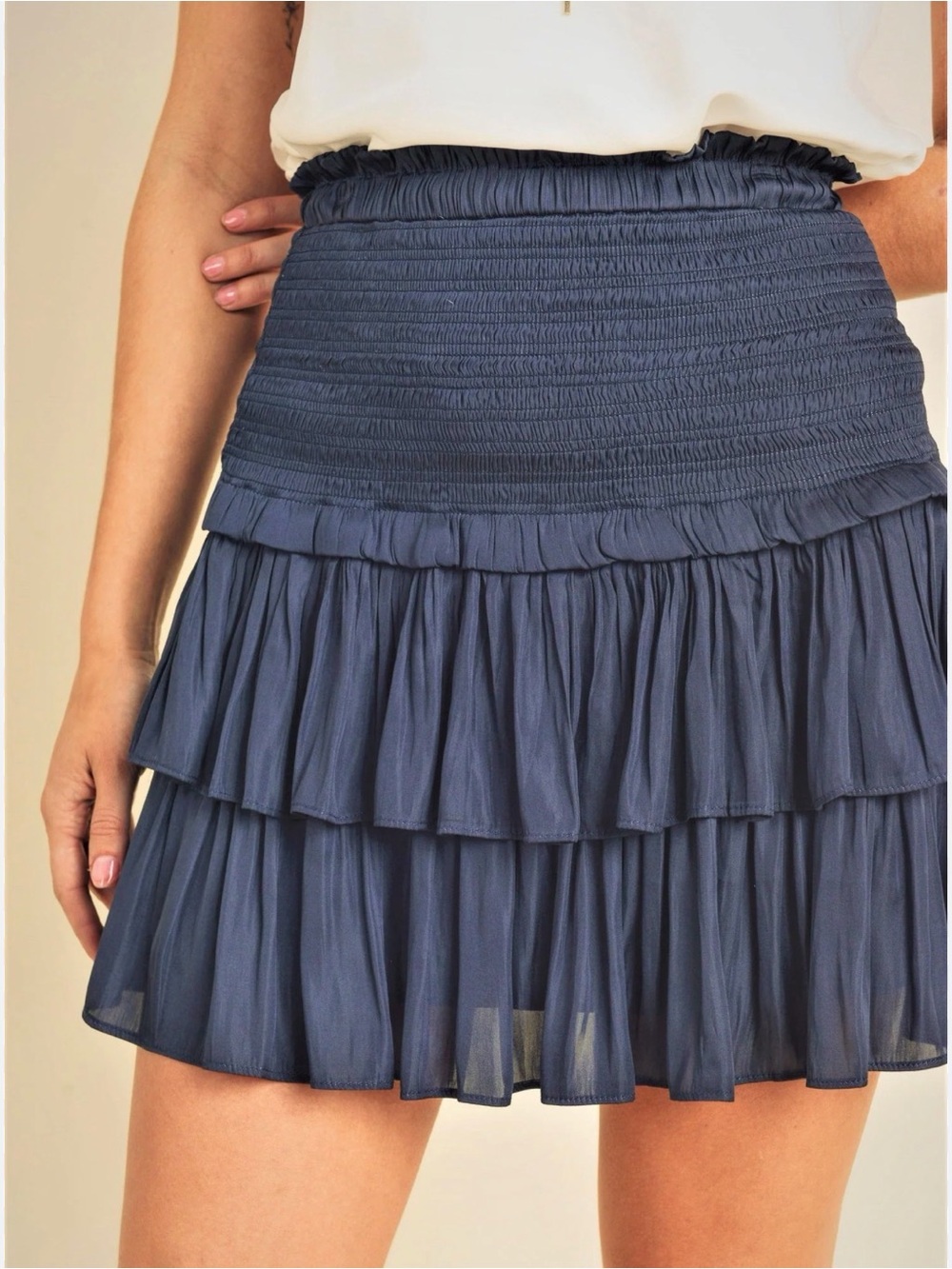 Silky Amore Mini Skirt - Navy